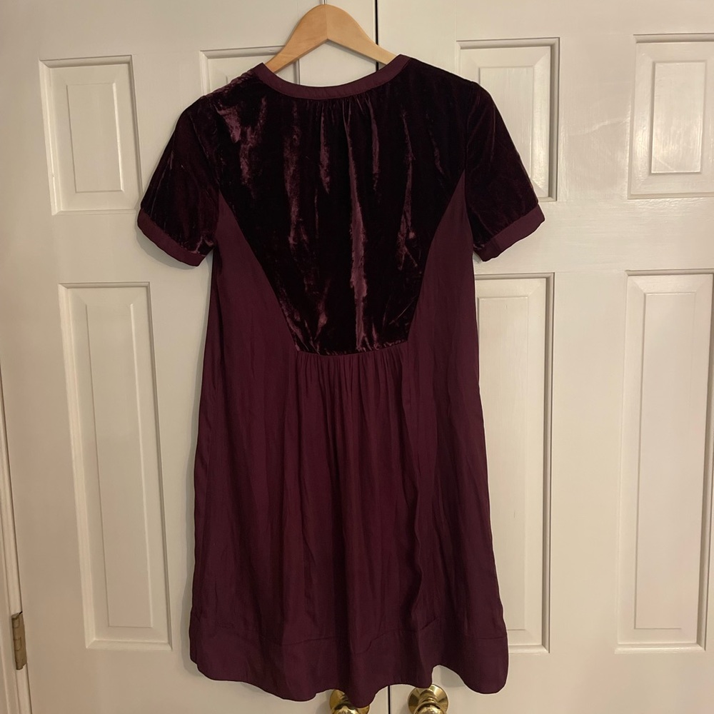 Maroon Faux Velvet Dress